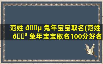 范姓 🌵 兔年宝宝取名(范姓 🌳 兔年宝宝取名100分好名)